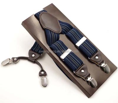 China 3.5cm Packing Box Design Striped Mens Braces Suspenders 3.5*120cm for sale