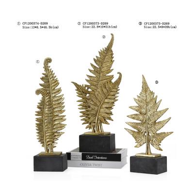 China Europe Resin Fern Tree Gold Leaf Plant Sculpture Tropical Decorations For Home for sale