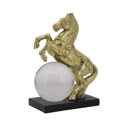 China China Crystal Ball Decorative Horse Statue Home Opens Resin Animal Creative Fiberglass For Office Decor for sale