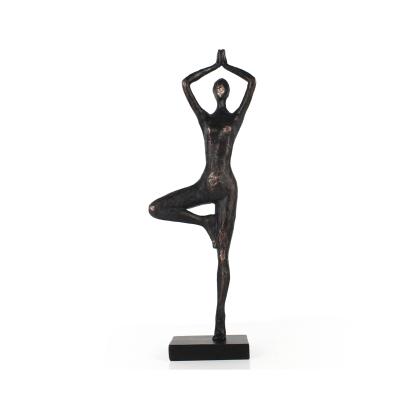 China Europe Wholesale Elegant Resin Yoga Sports Pose Lady Figurine For Home Decoration for sale