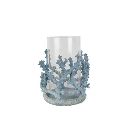 China Home Decoration Resin Hurricane Artificial Coral Candle Holder For Home Decor for sale