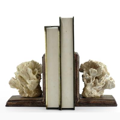 China Delicate Coral Bookend Holder Aquarium Desktop Decor For Ocean Handmade Cheap Collection Resin Prices for sale