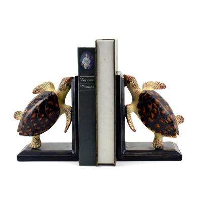 China 2020 New Europe Design Ocean Collection Resin Sea Turtle Figurine Bookend Stand For Home Decor for sale