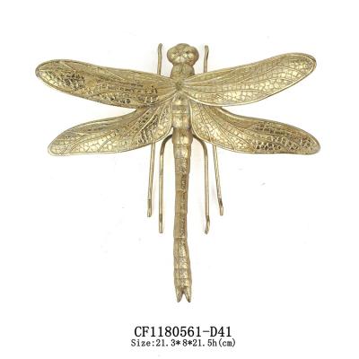 China Coastal 3D Gold-Foil Dragonfly Insect Vintage Wall Hanging Wall Decor for sale