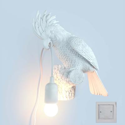 China New Launched Parrot Design Lighting 3D Lamp Antique Resin Parrot Animal Statue For Wall Art Decor for sale