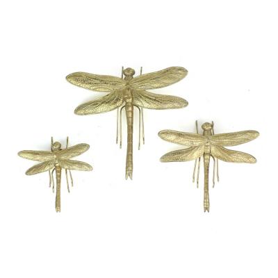 China Europe Resin Decoration Dragonfly Gold Foil Sticker Animal Wall Decor For Home for sale