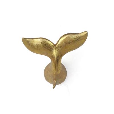 China Europe Resin Luxury Decorative Gifts Whale Tail Gold Statue Animal Wall Decor for sale