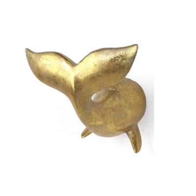 China Europe Resin Crafts Gold 3D Whale Tail Statue Feature Wall Animal Decor For Home for sale