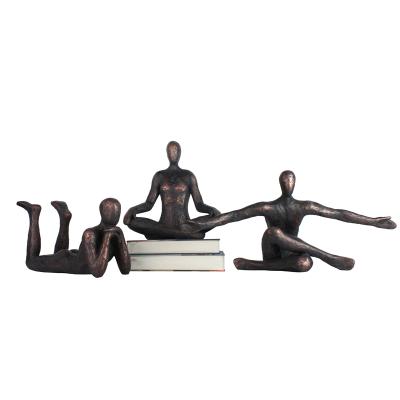 China Minimalist Wholesales High End Artificial Resin Human Yoga Figurine Man Arts For Home Decor Crafts for sale