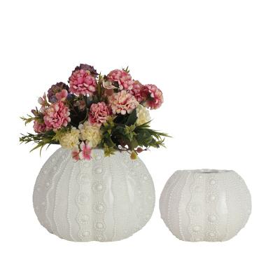 China Just sells the sea urchin pottery modern luxury white ceramic flower vase wholesale for sale