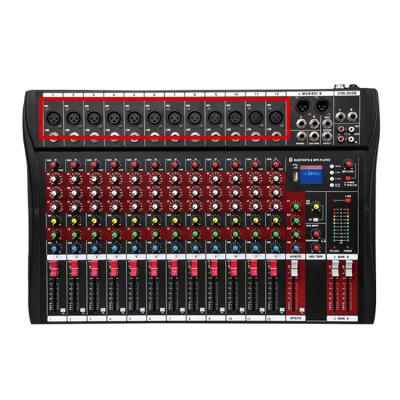 China Hot Selling Disco Pro Stage 12 Channel DSP Audio Echo Sound Console Professional Digital USB Audio Mixer for sale