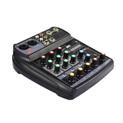 China 2019 Newest Built Mini 4/Channel Bluetooth /2 UHF Microphone Mixer Audio Console with USB 48V Phantom Mixer for sale