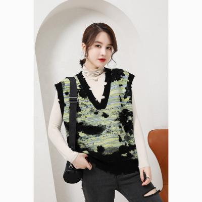 China 2021 Breathable Custom Fashionable Women Jacquard Plus Size V-Neck 100% Wool Knitted Girls Sweaters Invest for sale