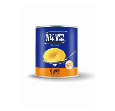 China Cylindrical Canned Fruit Juice Drink Tin Cans Food Grade Big Seal Tasty Yellow Peach for sale