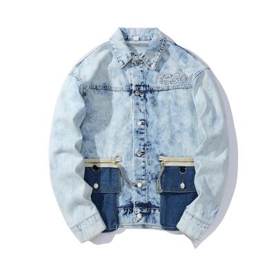 China Viable Wholesale High Quality Fashion Streetwear Blue Denim Jacket With Embroidery For Men for sale