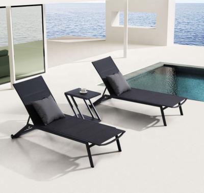 China Modern Aluminum Sun Lounger Batyline Sun Bed Sofas Beach Sun Bed With Wheels for sale