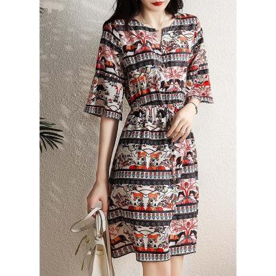 China Factory Price Breathable Fitness Dress Short Women Colorful Printed Elegant Formal Ladies for sale