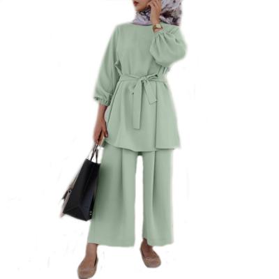 China Latest Designs Chic Women Blouse And Pants Two Piece Sets Muslim Islamic Clothing Plus Size At Your Request for sale