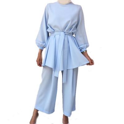 China Ethnic Muslim Long Sleeve And Leg Wid Blouse Pants Set Plus Size Women Clothing At Your Request for sale