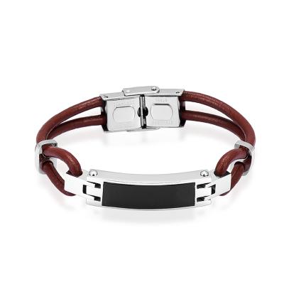 China FASHIONABLE IJB5114 Black Brown Genuine Leather Memorial Urn Bracelet Cremates Bracelets For Women Men for sale