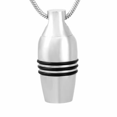 China IJD9702 CLASSIQUE Memorial Burial Urn Pendant With Black Rubber Keepsake Jewelry For Human / Pet Ashes for sale