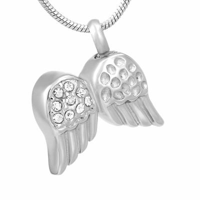 China IJD9759 Angel Wings Design Memorial Urn Necklace Stainless Steel CLASSIC Cremation Jewelry For Ashes for sale