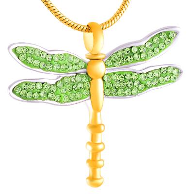 China Romantic Dragonfly Gold Plated Jewelry Zircon Inlaid Cremation Necklace Unisex Jewelry Fashion Animal Pendant. for sale