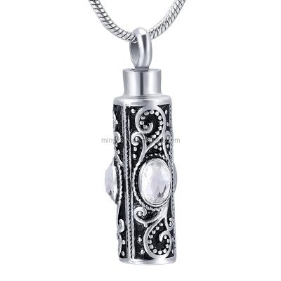 China Crystal Inlay Men Keepsake Ash Container Pendant Jewelry Of Urn Punk Memorial Cremation Necklace for sale