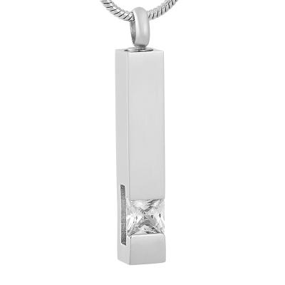 China IJD9726 CZ Romantic Clear Inlay Stone Urn Ash Holder Memorial Bar Pendant Funeral Bar Pendant for sale