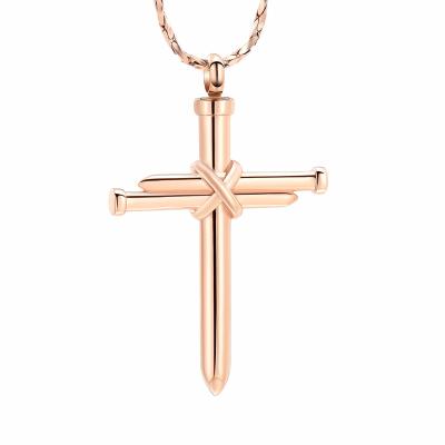 China Stainless Steel Romantic Cross Jewelry Cremation Grandma Urn Ashes Memorial Cremation Necklace for sale