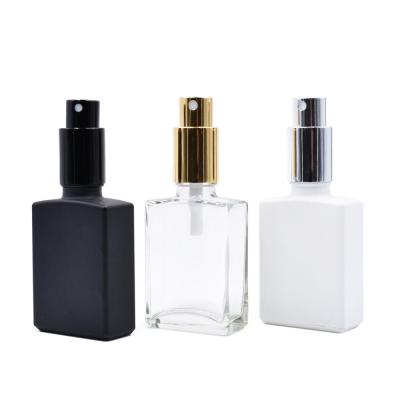 China 15ml 30ml 50ml 100ml Cosmetic Empty Square Square Atomizer Spray Perfume Glass Rectangular Bottle With ALUMINUM SPRAY CAP for sale