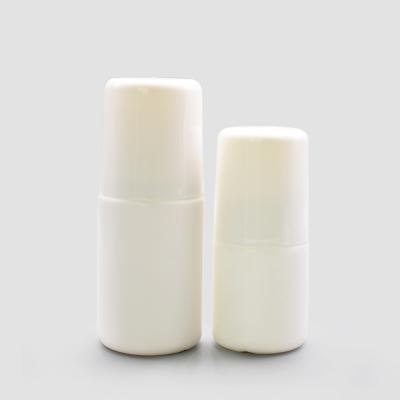 China Cosmetic Most Popular 30ml 50ml White Refillable Plastic Roll On Bottles With Roller for sale