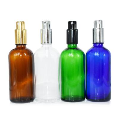 China Fashion Design Style 30ml Green Clear Amber Blue Empty Empty Glass Bottle With Spray Lid For Perfume Bottle for sale