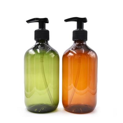 China Shampoo 300ml 500ml Empty Boston Round Cylinder Cosmetic Amber Pet Shampoo Plastic Bottle for sale