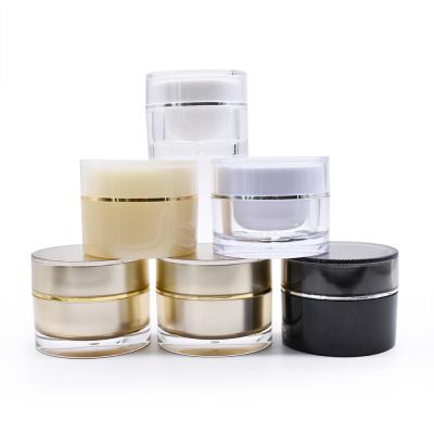 China Luxury Cosmetic Container Gold Cosmetic Container Gold Black White Acrylic Cream Jar for sale