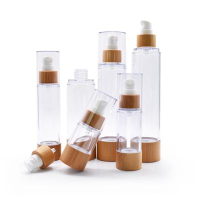 China Recyclable Airless Bamboo Lotion Pump Bottle Cosmetic Bamboo Pump Bottle 120ml Spray Bottle for sale