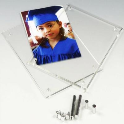 China American Style Custom Acrylic Photo Frame With Hardware Standoff Screw Walls Countertop Lucite A5 Picture Display Stand for sale