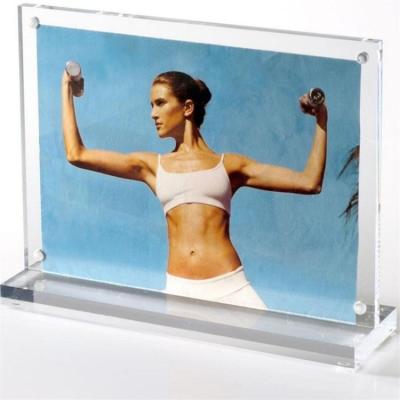 China Custom American Style T Shaped Clear Acrylic Sign Menu Holder Display Stand With Base Magnetic Photo Frame for sale