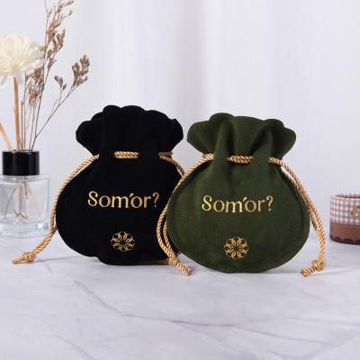 China Recyclable Custom Soft Packaging Watch Bag Logo Printing Suede For Glasses Decorative Drawstring Jewelry Pouches for sale