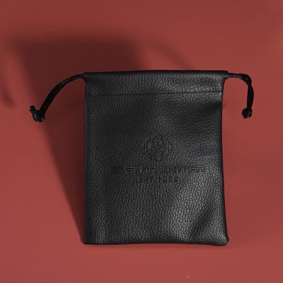 China Custom Draswing Logo Printed Pu Leather Pouch For Watch Packing Bag Razor Pouch Dust Drawstring Bag for sale