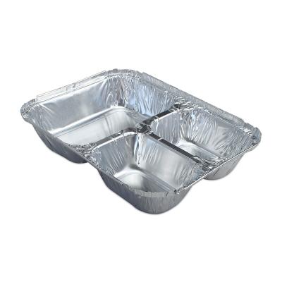 China Fast Food Three 3 Grid Aluminum Foil Lunch Box 780ml Factory Disposable Aviation Lunch Box for sale