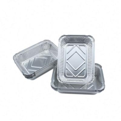 China Disposable Rectangular Food Barbecue Aluminum Foil Lunch Box Thickened High Temperature Resistant Packing Lunch Tray With Sealing Lid for sale