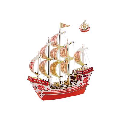 China DIY Jigsaw Kids Toys TOY BZQ Good Luck Boat 3D Puzzle Delicate Wooden Ships Model for sale