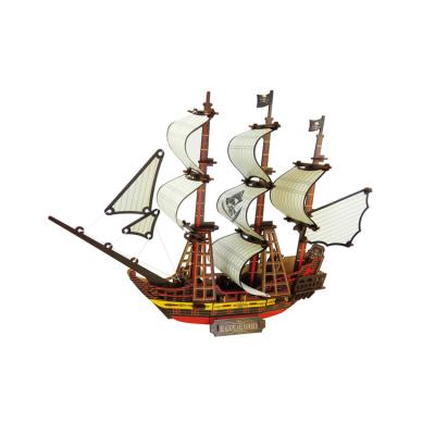 China DIY TOY BZQ Pirate Ship Shape Wooden Jigsaw Puzzle 3D Kids Toys for sale