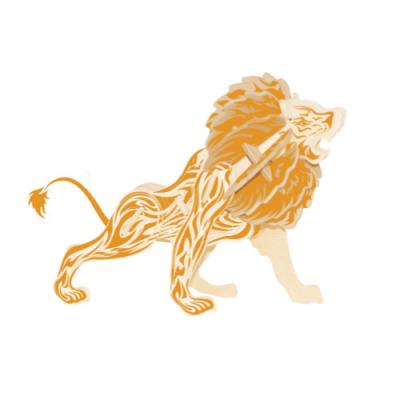 China Unique Customized DIY TOY New Arrival 3D Jigsaw Puzzle Children's Lion Shape Wooden 3D Cartoon DIY Jigsaw Toys for sale