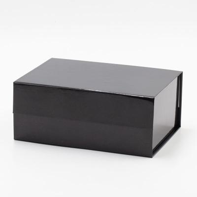 China Custom Lamination Glossy Black Rigid Deep Foldable A5 Gift Box Recyclable With Magnetic Closure for sale