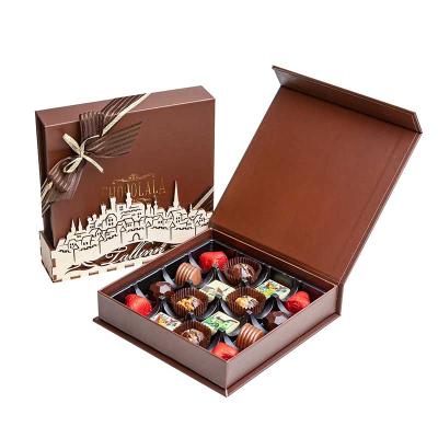 China Recycled Materials Wholesale Luxury Magnetic Folding Chocolate Candy Truffle Packaging Gift Box for sale