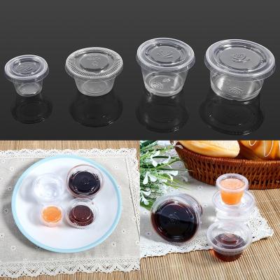 China Clear Jello Shot Cups with Lids - Plastic Party Cup Condiment Container with Lids - Disposable Condiment Cups for Dressing, SA FSP-01 for sale