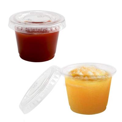 China 3.25oz Party Disposable Plastic Cups With Lids Fullyork Disposable Soufflé Cups For Sauce, Salad Dressings for sale