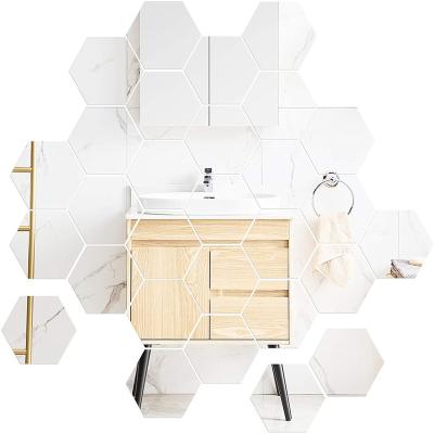 China Custom Geometric Window Acrylic Mirror Bathroom Wall Honeycomb Mirror Stickers For Toilet for sale